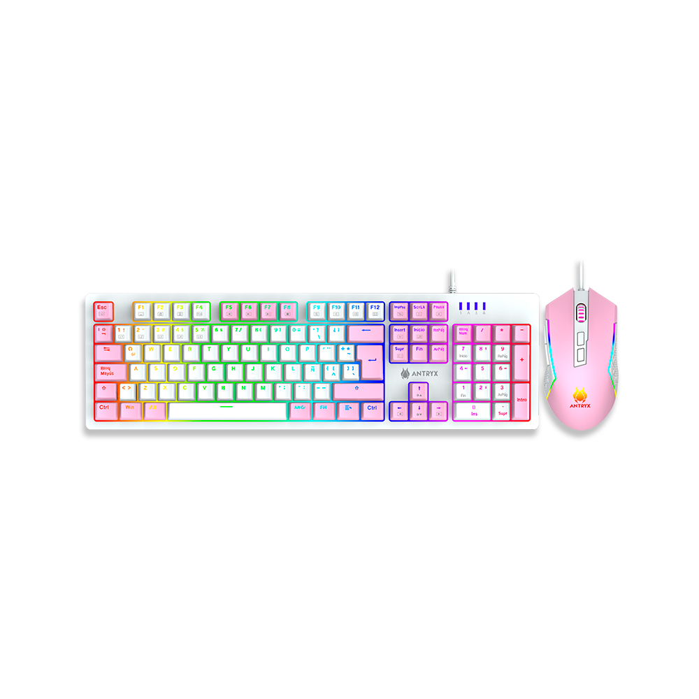 Kit Gaming Teclado Mecánico + Mouse Antryx GC-5400 Pink, Blue Switch